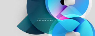 Soyut sıvı şekilleri örtüşür, dinamik görsel etki yaratır. Mavi, deniz mavisi, beyaz renkler kompozisyona hakim. Modern tasarım ögesi.