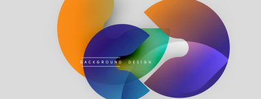 Soyut renkli şekiller çakışıyor. Gradyan renkler harmanlanarak, dinamik görsel efekt yaratır. Arka planlar için modern tasarım ögesi.
