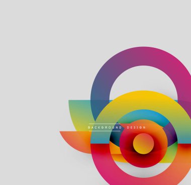 Soyut renkli daireler çakışıyor, dinamik görsel efekt yaratıyor. Modern tasarım elementleri canlı bileşim sunar.