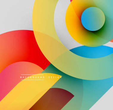 Soyut renkli daireler çakışıyor ve dinamik bileşim oluşturuyor. Modern tasarım canlı renklere, pürüzsüz eğimlere sahiptir..