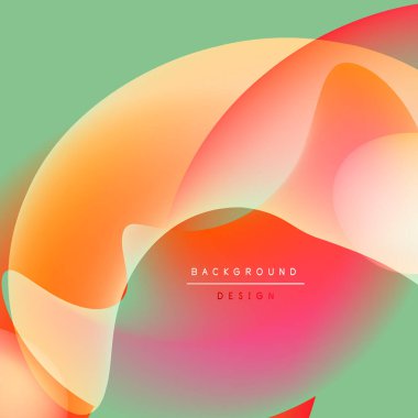 Soyut sıvı şekilleri kesişir. Sıcak renkler serin yeşil arka planda harmanlanır. Arkaplan ve sunumlar için modern tasarım ögesi.