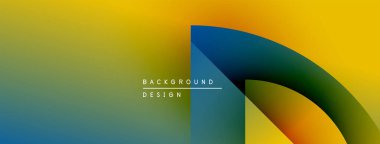 Soyut eğim arkaplanı. Sarı, yeşil, mavi renkler düzgün bir şekilde harmanlanır. Minimalist tasarım metin elementleri, eğri şekiller içerir.