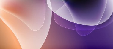 Soyut akışkan şekiller harmanlanır ve yumuşak eğimler yaratır. Sıcak turuncu geçişleri serin mor renklere dönüştürür. Yumuşak kıvrımlar hareketi, ışık etkileşimini önerir.