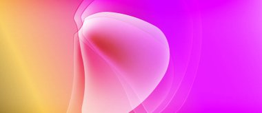 Soyut akışkan şekiller harmanlanır ve canlı gradyanlar oluşturur. Pembe, turuncu, sarı renkler kompozisyona hakim. Yumuşak ışık merkezden yayılıyor.