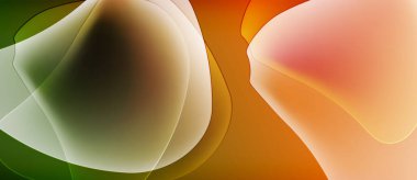 Soyut şekiller harmanlanır, yumuşak eğimler yaratır. Renkler yeşilden turuncuya değişir. Sıcaklık ve akıcılık uyandırır. Yumuşak geçişler kompozisyona hakim..