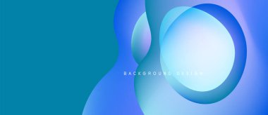 Soyut mavi arkaplan. Üst üste binen daireler dinamik görsel efekt yaratır. Dijital projeler için modern tasarım.