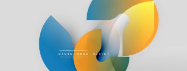 Soyut şekiller örtüşüyor, canlı renk değişimleri yaratıyor. Modern tasarım elementleri dinamik bileşim, temiz estetik.