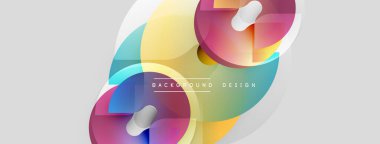 Soyut renkli şekiller örtüşür, dinamik görsel efekt yaratır. Işık eğimleri modern tasarımı, uygun arkaplanı geliştirir.