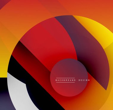 Soyut dinamik kompozisyon. Üst üste binen daireler akış eğimlerini yaratır, sıcak renkler tasarıma hakim olur. Modern görsel element.