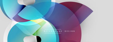 Soyut renkli örtüşen şekiller modern tasarım yaratır. Gradyan renkler harmanlanır ve dinamik görsel kompozisyon oluşturur. Yumuşak kıvrımlar hakim.