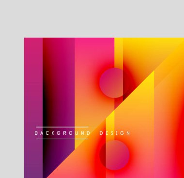 Soyut geometrik bileşim. Canlı gradyanlar, üst üste binen şekiller dinamik görsel efekt yaratır. Modern tasarım elemanları.