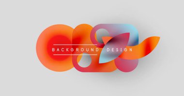 Soyut renkli şekiller örtüşüyor ve dinamik bir zemin oluşturuyor. Metin, kompozisyon içerisindeki arkaplan tasarımını okur. Minimalist stil.