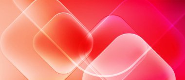 Soyut geometrik şekiller, kırmızı renkler baskın gelir. Yumuşak eğimler derinlik yaratır, modern tasarım elementleri görünür. Minimalist kompozisyon, canlı renkler sunar.