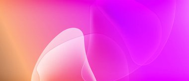 Soyut gradyanlar turuncu, pembe ve mor renkleri harmanlarlar. Yumuşak şekiller örtüşür ve parlak bir etki yaratır. Minimalist tasarım, canlı renkler.