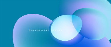 Soyut sıvı şekilleri örtüşür, parlak mavi ve mor renkler yaratır. Arka planlar ve sunumlar için modern tasarım öğesi. Yumuşak geçişler görünür.