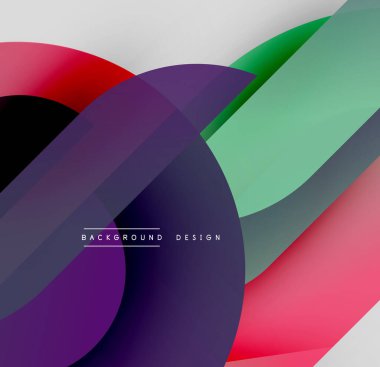 Soyut tasarım özellikleri üst üste binen şeffaf daireler, canlı renkler. Modern estetik, dinamik bileşim, gradyanlar derinlik yaratır.