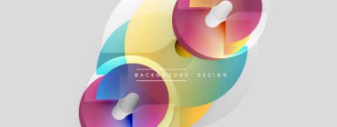 Soyut renkli şekiller örtüşür, dinamik görsel efekt yaratır. Işık eğimleri modern tasarımı, uygun arkaplanı geliştirir.