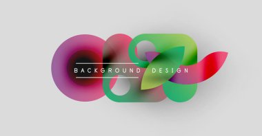 Soyut renkli şekiller örtüşüyor ve dinamik bir zemin oluşturuyor. Metin, kompozisyon içerisindeki arkaplan tasarımını okur. Minimalist stil.