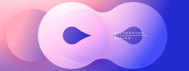 Soyut gradyan şekiller çakışıyor, yumuşak görsel akış yaratıyor. Pembe, mor, mavi renkler kompozisyona hakim. Minimalist tasarım.