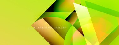 Soyut geometrik şekiller örtüşür, parlak sarı ve yeşil renkler yaratır. Arkaplan ve sunumlar için modern tasarım ögesi.