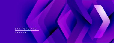 Soyut mor geometrik arkaplan. Katmanlar derinlik yaratır, modern tasarım elementleri mevcut. Yumuşak eğimler, dinamik bileşimler.
