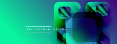 Soyut gradyan arkaplan özellikleri çakışan kareler. Canlı turkuaz, yeşil renkler tasarımda baskın. Metin arkaplan tasarımı okur.