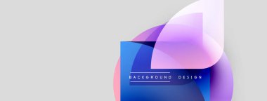 Soyut tasarım özellikleri üst üste binen şeffaf daireler. Mavi, pembe, mor renkler açık gri arka planda karışıyor. Metin arkaplan tasarımı okur.