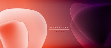 Soyut sıvı şekilleri, değişken renkler. Kırmızı, turuncu, mor renkler düzgün bir şekilde harmanlanır. Metin kaplamalı minimalist tasarım. Modern estetik.