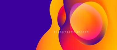 Soyut, enerjik bir arkaplan. Üst üste binen daireler dinamik renk eğimleri yaratır, mor, turuncu, kırmızı renkler dizaynın baskın renklerini oluşturur. Modern estetik.