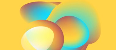 Soyut şekiller örtüşüyor, canlı renk değişimleri yaratıyor. Sarı arkaplan görsel etkiyi arttırır, pürüzsüz geçişler mevcut.