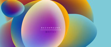 Soyut renkli şekiller örtüşüyor, canlı gradyanlar yaratıyor. Arkaplan tasarımı pürüzsüz geçişler ve modern estetik içerir.