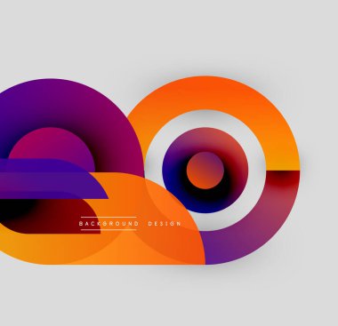 Soyut şekiller örtüşüyor, canlı renk değişimleri yaratıyor. Modern tasarım elementleri dinamik bileşimi, pürüzsüz geçişleri önerir.