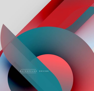 Soyut geometrik şekiller çakışıyor. Kırmızı, deniz mavisi, gri renkler modern görsel efekt yaratıyor. Arkaplanlar için minimalist tasarım.