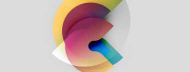 Soyut renkli tasarım. Üst üste binen şekiller dinamik görsel etki yaratır. Gradyan renkler pürüzsüz bir şekilde karışarak sıvı eğrileri oluşturur. Modern estetik.