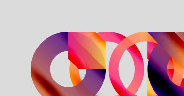 Soyut renkli çakışan daireler dinamik görsel kompozisyon oluşturur. Gradyan renkler harmanlanarak modern tasarım ögesini oluşturur.