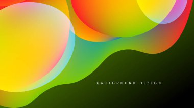 Soyut renkli şekiller siyah arkaplanla örtüşüyor. Gradyan renkler dinamik akışkan görsel efekt yaratır. Modern tasarım ögesi.