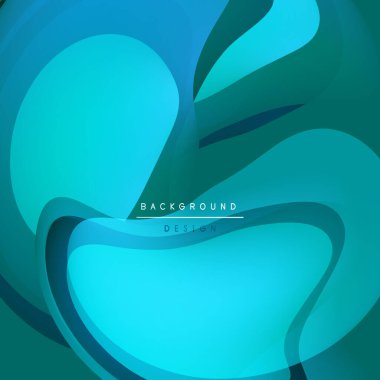 Soyut sıvı şekiller, canlı deniz mavisi renkleri, katmanlı tasarım. Modern arka plan sakin ve akan enerjiyi çağrıştırıyor. Basit ama dinamik bileşim.