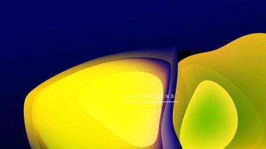 Soyut sıvı şekiller, canlı renklerin karışımı. Sarı, yeşil, mavi gradyanlar dinamik arkaplan tasarımı yaratır. Modern estetik.