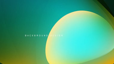 Soyut gradyanlar harmanlanarak sıvı şekiller oluşturur. Teal, sarı renkler koyu arkaplana hakim. Modern tasarım ögesi.