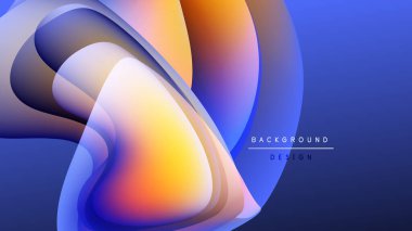 Soyut sıvı şekilleri harmanlanarak canlı turuncu ve mavi renkler yaratır. Arkaplanda pürüzsüz geçişler, modern tasarım unsurları var.