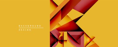 Soyut geometrik bileşim. Üst üste binen şekiller dinamik görsel efekt yaratır. Sıcak renk paleti tasarıma hakim, kırmızılar, portakallar, sarılar. Modern estetik.