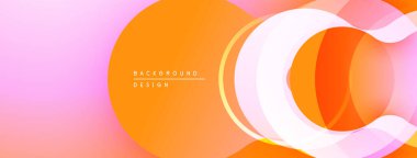 Soyut tasarım turuncu katmanlar akışına sahiptir. Yumuşak pembe gradyan modern arkaplan yaratır. Minimalist estetik, temiz çizgiler mevcut.