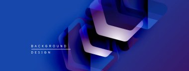 Soyut geometrik şekiller örtüşür, dinamik mavi gradyan etki yaratır. Arkaplan ve sunumlar için uygun modern tasarım.