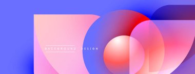 Soyut eğim arkaplanı. Üst üste binen daireler canlı bir görsel etki yaratır. Pembe, kırmızı, mavi renkler kusursuz bir şekilde harmanlanır. Modern tasarım ögesi.