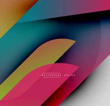 Soyut renkli tasarım. Üst üste binen şekiller dinamik görsel efekt yaratır. Gradyan renkler pürüzsüz ve modern estetikle harmanlanır.