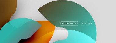 Soyut akışkan şekiller, gradyanlar, modern tasarım. Teal, turuncu, gri renkler dinamik bileşim oluşturur. Sunumlar için minimalist arkaplan.