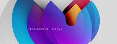 Soyut renkli şekiller örtüşür, dinamik görsel efekt yaratır. Modern tasarım elementleri yenilik ve akıcılık öneriyor. Arkaplan eğrileri, eğrileri gösterir.