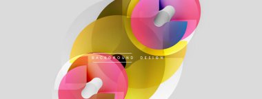 Soyut renkli şekiller örtüşüyor, dinamik modern arka plan oluşturuyor. Yumuşak eğimler, düz eğriler tasarım elementlerini tanımlar.