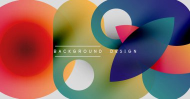 Soyut renkli çemberler çakışıyor. Metin arka plan tasarımı okur. Modern grafik ögesi, canlı renkler, basit kompozisyon.