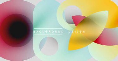 Soyut renkli şekiller çakışıyor. Yumuşak eğimler modern görsel efekt yaratır. Arkaplan tasarımı karışık renkler, pürüzsüz geçişler.